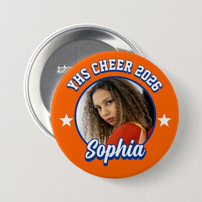Custom Cheerleader Brag Button, Game Day Cheer Button (Front & Back)