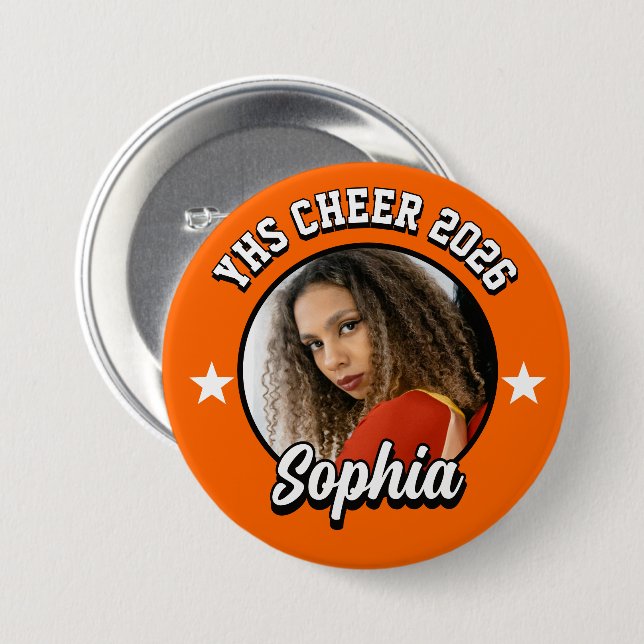 Custom Cheerleader Brag Button, Game Day Cheer Button (Front & Back)