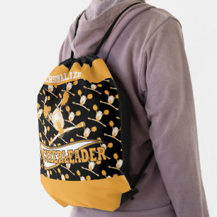 Custom 📣 Cheerleader Gold & Black Drawstring Bag