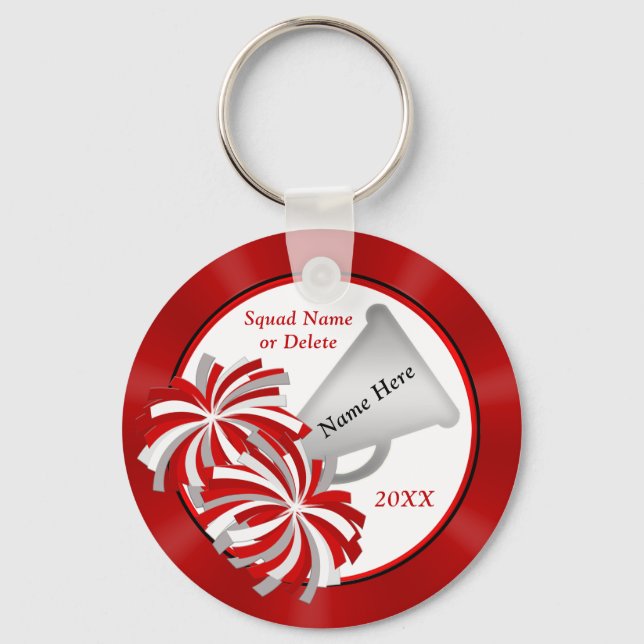 Custom, Cheerleader Keychains, Red, White, Black Keychain (Front)