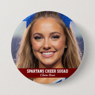 Custom Cheerleader Photo Button Spirit Cheer Pin