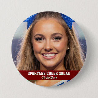 Custom Cheerleader Photo Button Spirit Cheer Pin