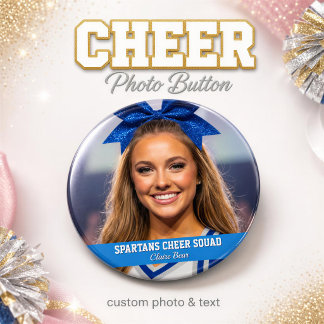 Custom Cheerleader Photo Button Spirit Cheer Pin