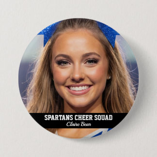 Custom Cheerleader Photo Button Spirit Cheer Pin