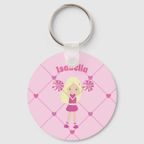Custom Cheerleader Pretty Pink Cheerleading Girl Keychain