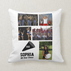 Custom Cheerleading Photo Collage Name Team Year Throw Pillow