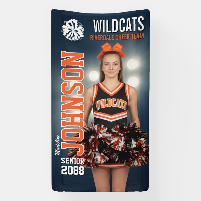 Custom Cheerleading Senior Cheer Team Photo Banner (Vertical)