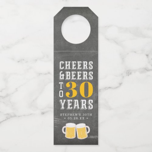 Custom Cheers  Beers Milestone Birthday Bottle Hanger Tag