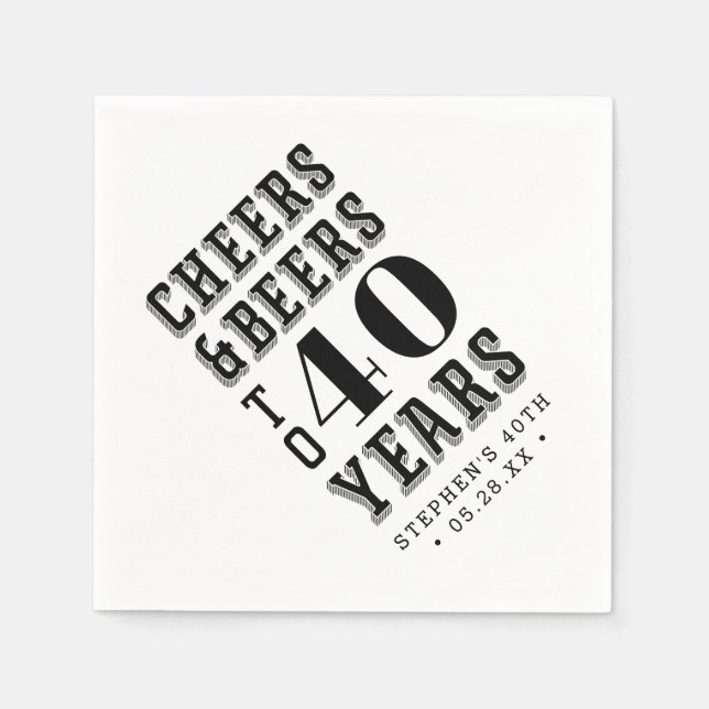 Custom Cheers & Beers Milestone Birthday Napkins (Front)