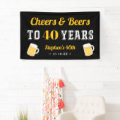 Custom Cheers & Beers Milestone Birthday Party Banner (Insitu)