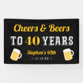 Custom Cheers & Beers Milestone Birthday Party Banner (Horizontal)