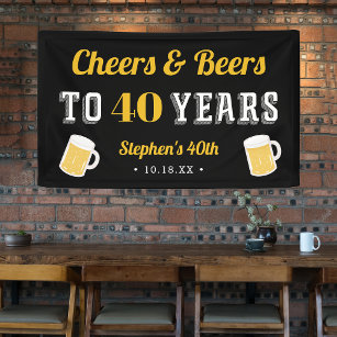 Custom Cheers & Beers Milestone Birthday Party Banner