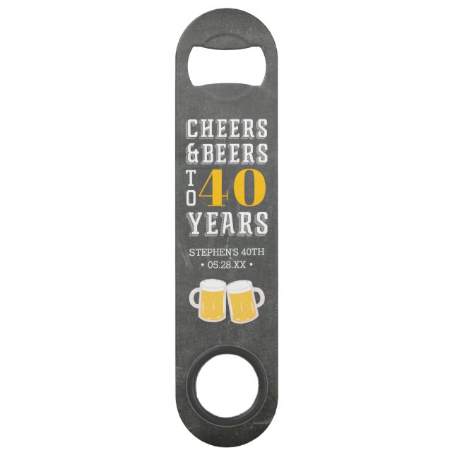 Custom Cheers & Beers Milestone Birthday Party Bar Key (Front)