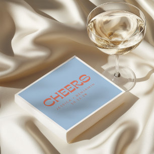 Custom Cheers Blue Terracotta Chic Modern Wedding Napkins