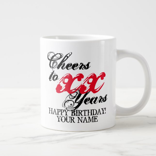 Custom cheers cool Birthday jumbo coffee mug gift (Right)