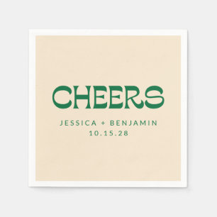 Custom Cheers Green Art Deco Chic Modern Wedding Napkins