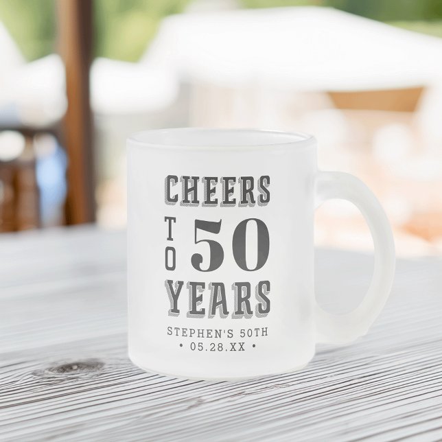Custom Cheers Milestone Birthday Frosted Glass Coffee Mug (Creator Uploaded)