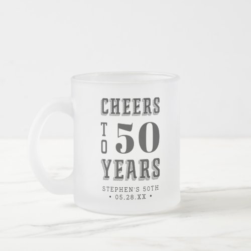 Custom Cheers Milestone Birthday Frosted Glass Coffee Mug