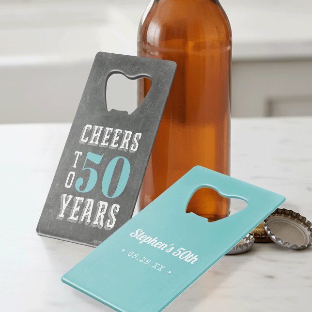 Custom Cheers Milestone Birthday Party Favor Credit Card Bottle Opener (Creator Uploaded)
