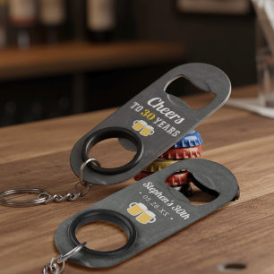 Custom Cheers Milestone Birthday Party Favor Keychain Bottle Opener
