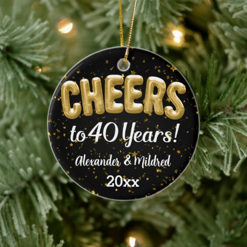 Custom Cheers to 40 Years 40th Wedding Anniversary Ceramic Ornament