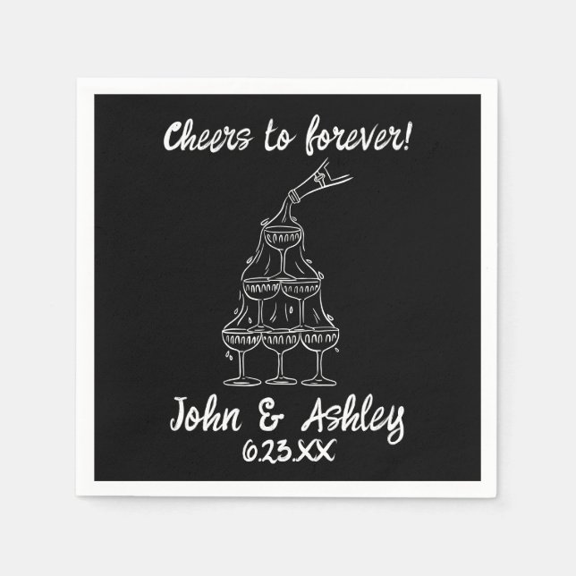 Custom Cheers to Forever Personalized Wedding Napkins (Front)