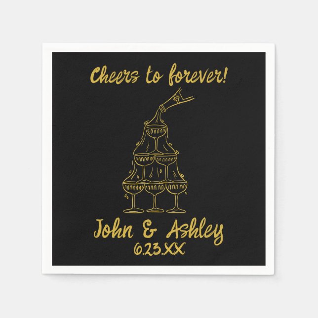 Custom Cheers to Forever Personalized Wedding Napkins (Front)