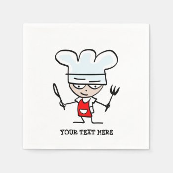 Custom Chef Cook Cartoon Paper Party Napkins by cookinggifts at Zazzle