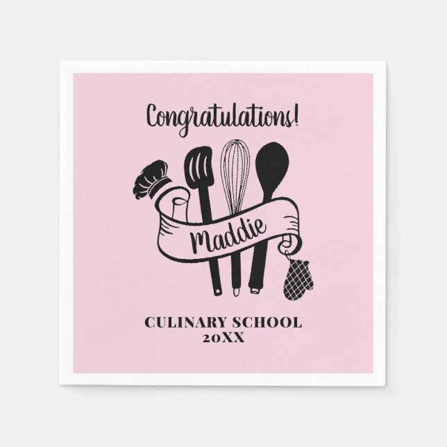 Custom Chef Graduation Party Napkins (Front)