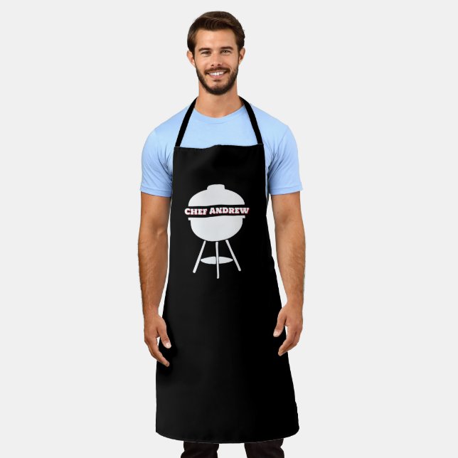 Custom Chef Name Apron - Monogram BBQ Grill (Worn)