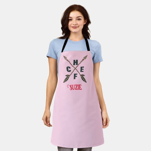 Custom Chef Name Personalized Womens Pink Apron