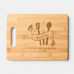 Custom Chef Utensil Cooking School  Engraved Cutting Board