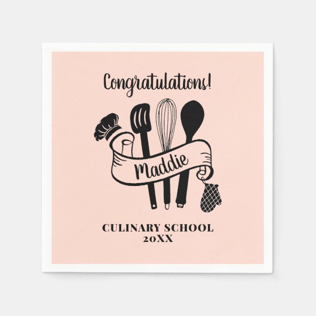 Custom Chef Utensil Cooking School  Napkins (Front)