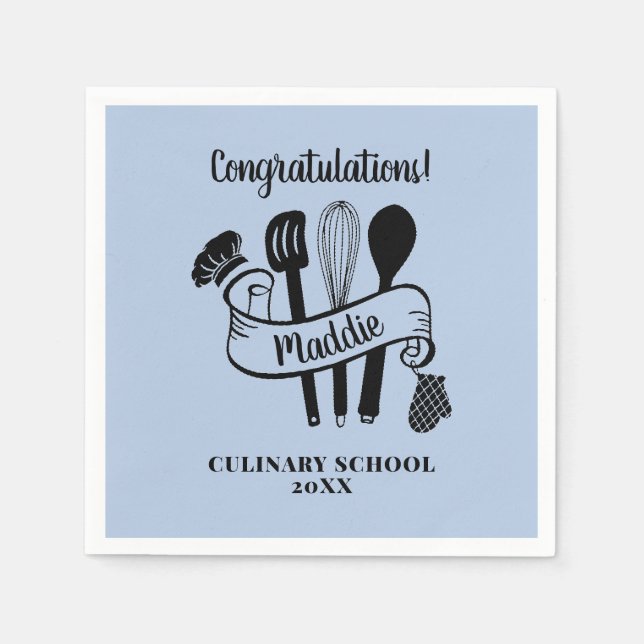 Custom Chef Utensil Cooking School  Napkins (Front)