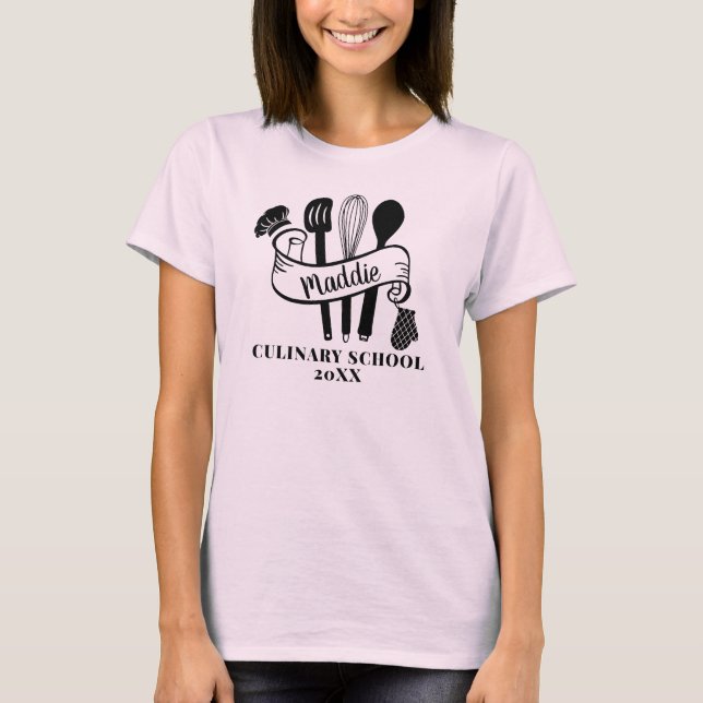 Custom Chef Utensil Cooking School  T-Shirt (Front)