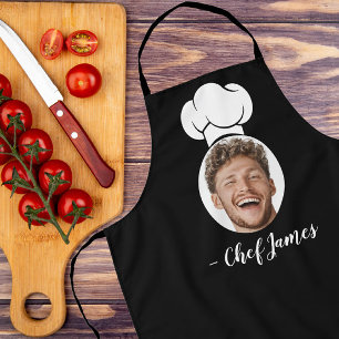 Custom Chef with Photo & Name Cooking Gift Black Apron