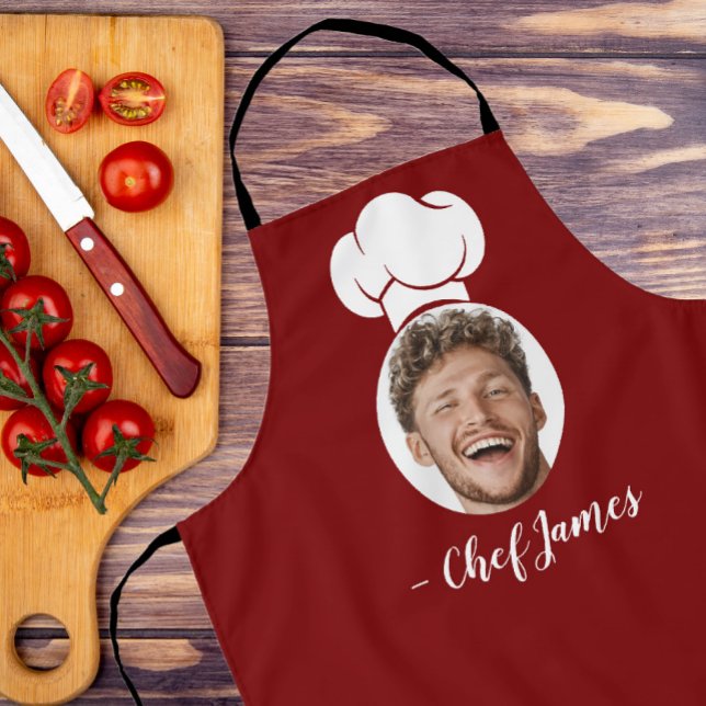 Custom Chef with Photo & Name Cooking Gift Red Apron (Creator Uploaded)