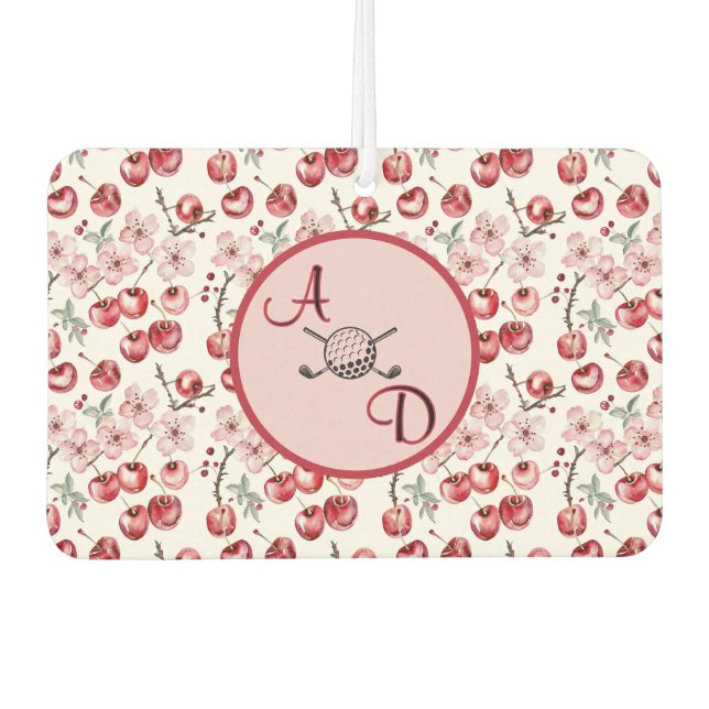Custom Cherry Blossom Pink Golf Monogram Air Freshener (Front)