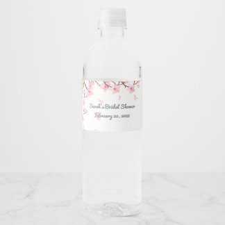 Custom Cherry Blossom Theme  Water Bottle Label