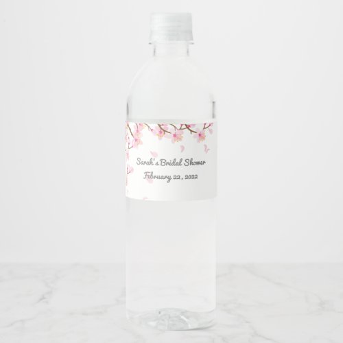 Custom Cherry Blossom Theme  Water Bottle Label