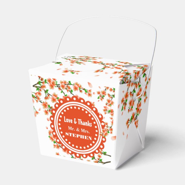 Custom Cherry Blossom Wedding Favor Gift Box (Front Side)