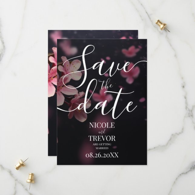 Custom Cherry Blossoms Wedding Save The Date (Front/Back In Situ)