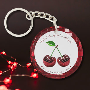 Custom Cherry Disco Ball Valentine's Day Keychain