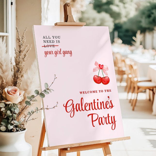 Custom Cherry Galentine's Day Party Welcome Sign (Creator Uploaded)