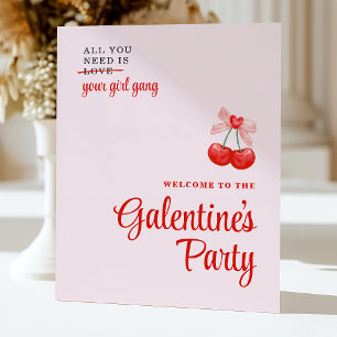 Custom Cherry Galentine's Day Party Welcome Sign
