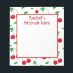 Custom Cherry Print Girl's Mitzvah Notes Notepad<br><div class="desc">This notepad is ready for all your child's mitzvah notes! Bright cherry print pattern makes your mitzvah note that much more exciting!</div>