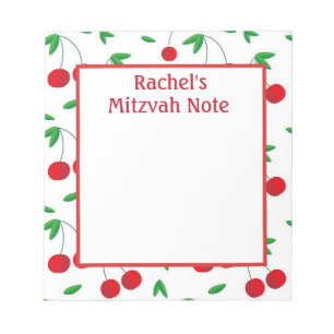 Custom Cherry Print Girl's Mitzvah Notes Notepad