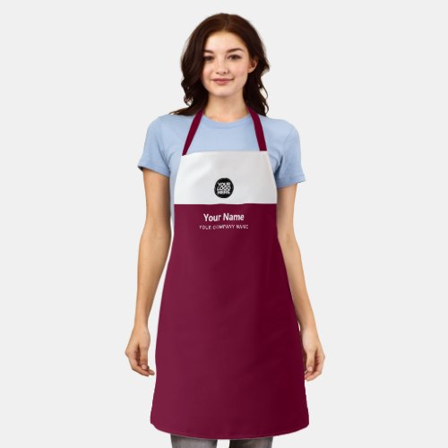 Custom Cherry Red Employee Name Logo Company Apron