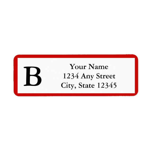 Custom Cherry Red Monogrammed Return Address Label (Front)