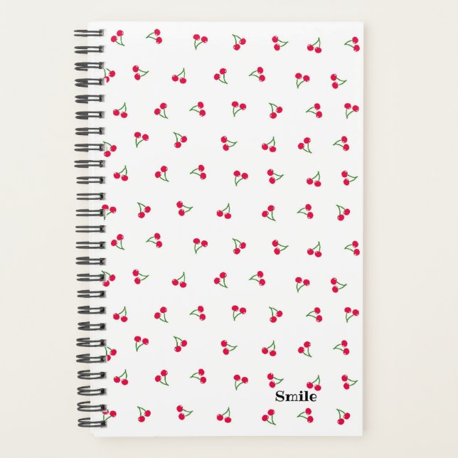 Custom Cherry White Text Planner Notebook (Front)